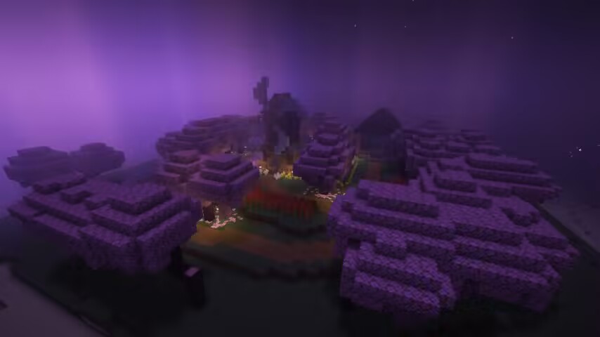 紫颂树环绕的灯火庭院夜景